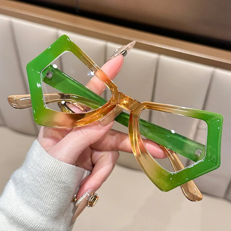 Übergroße Cat Eye Mode Lesebrille für Frauen Trendy Kontrast Farbe Design Rahmen Brillen Retro Anti Blau Licht Brillen – Detail 3