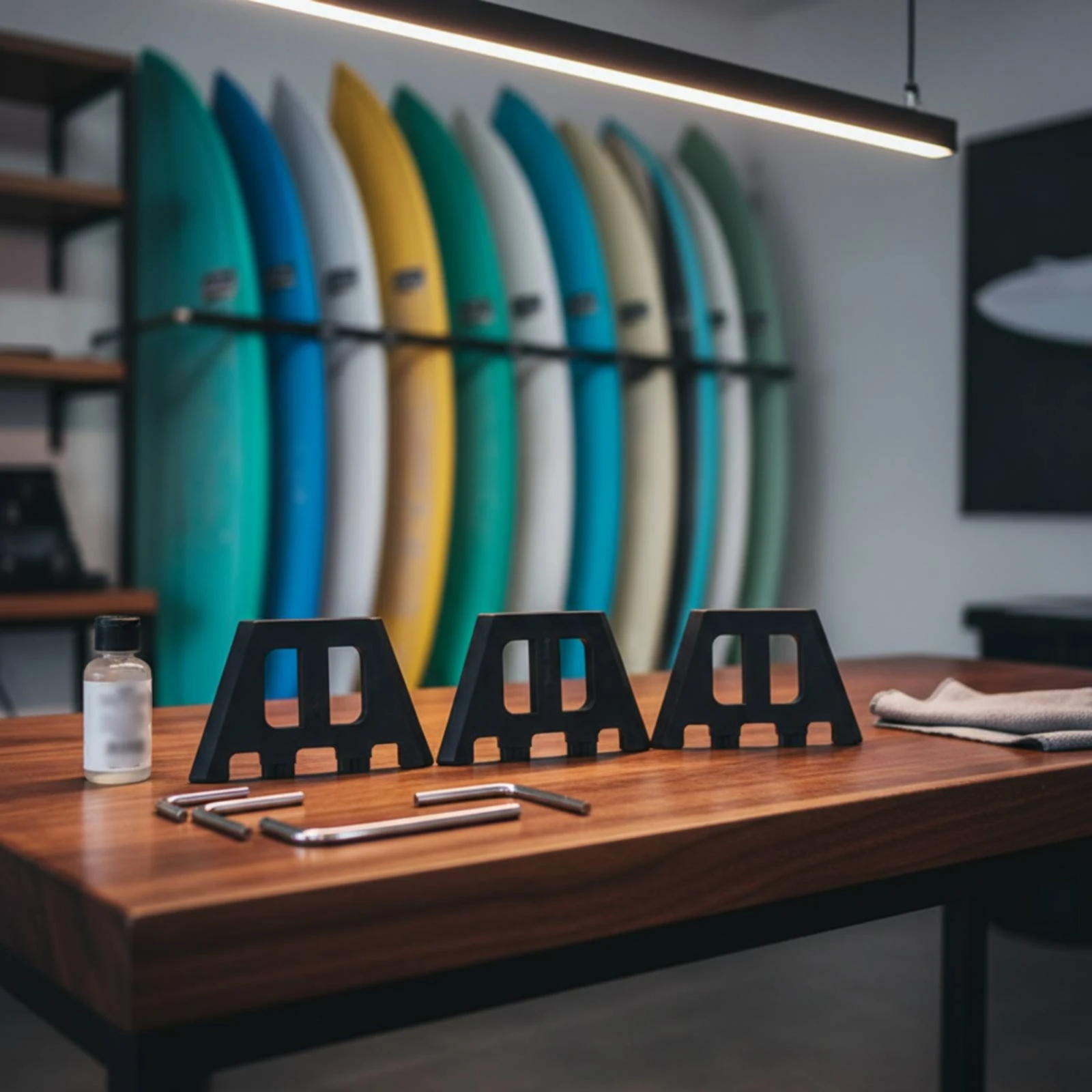 

3 Pieces Surfboard Fin Positioner Plastic Surfboard Fin Positioner Plate Mounting System Cutouts Water Sports Gear Polished