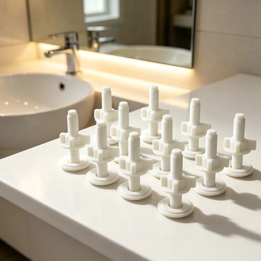 5 Pack Toilet Seat Bolt Set Includes 10 Bolts 10 Washers 10 Nuts for Standard Round Elongated and Older Toilet Seats