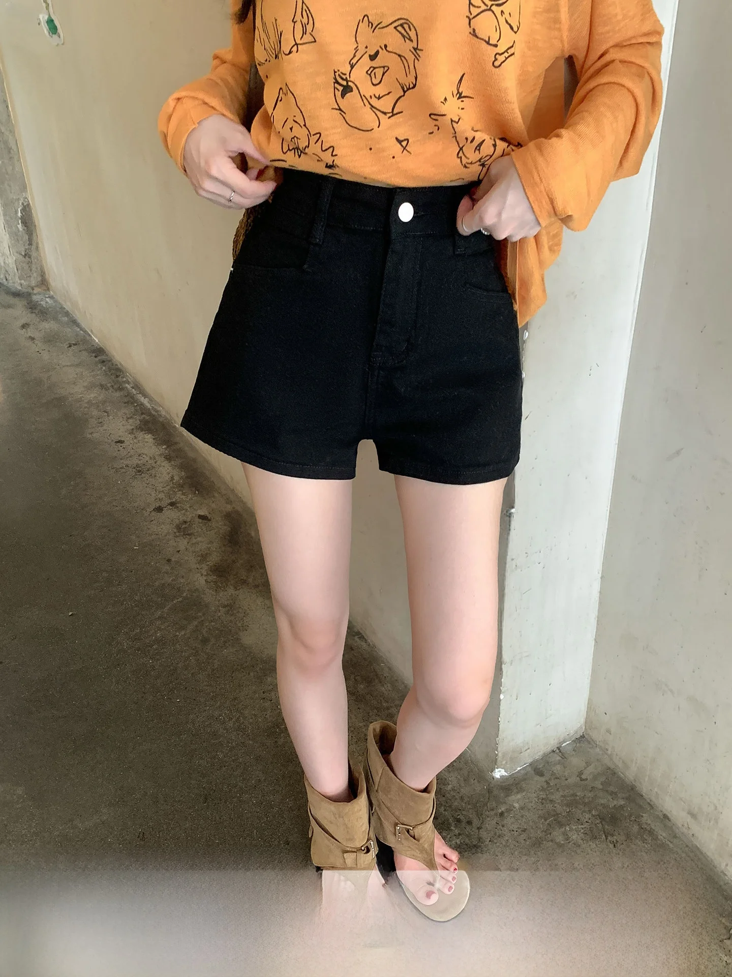 

High Waist Versatile Commute Shorts Women's Summer New Style Small Size Casual Slimming Meat Covering Cotton Straight Leg Pants
