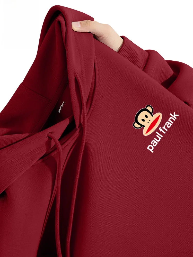 

Red Wine Color Hoodie Men's Autumn Winter Couple Sle Monkey Print Casual Sweatirt Faion Urban Youth Clothing