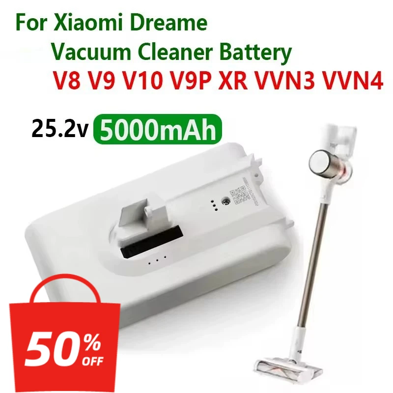 

5000mAh 25.2V for Xiaomi Mijia Vacuum Cleaner V8 V9 V9B V9P V10pro VVN3 VVN5 Dreame Vacuum Cleaner 18650 Li Ion Battery Pack