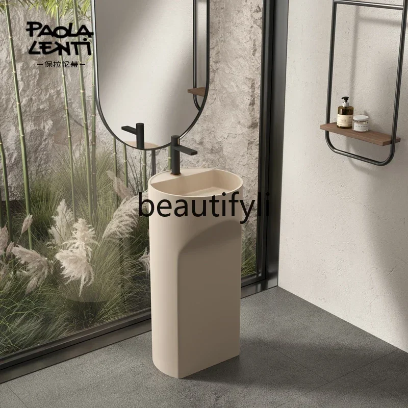 

ss 25Hotel bathroom artificial stone wash basin integrated floor washing table column basin