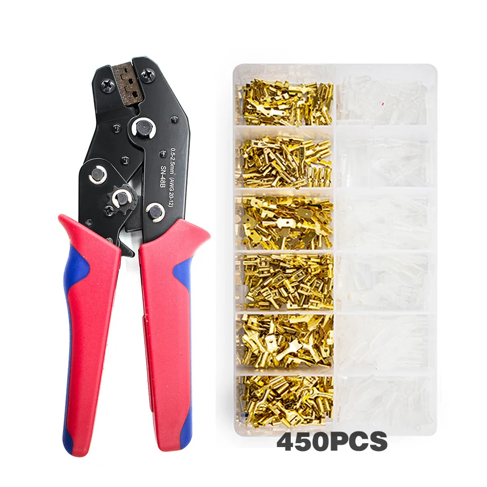 

SN-48B Spring Insertion Function Crimping Pliers Spine Wheel Type Terminal Crimping Pliers 400pcs Cold Pressed Bare Terminals