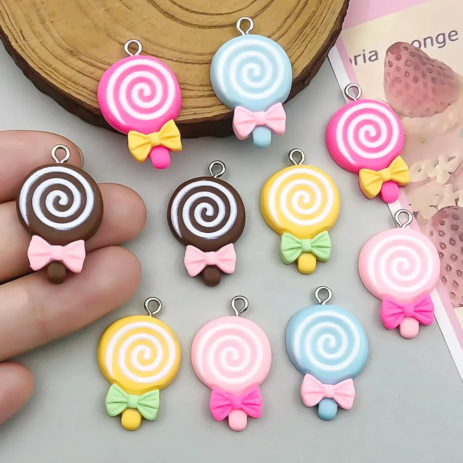 10Pcs Sweet Mini Bow Candy Resin Charms, Cute Pendants Bulk DIY Craft Supplies for Earrings Necklaces Keychains Jewelry Making
