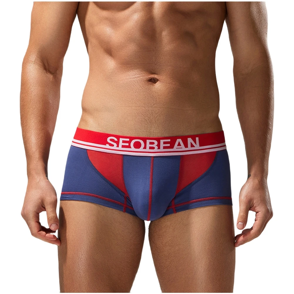 

Men Four Corners Shorts Boxer Briefs Low Waist U Pouch Underwear Mesh Patchwork Breathable Sports Underpants