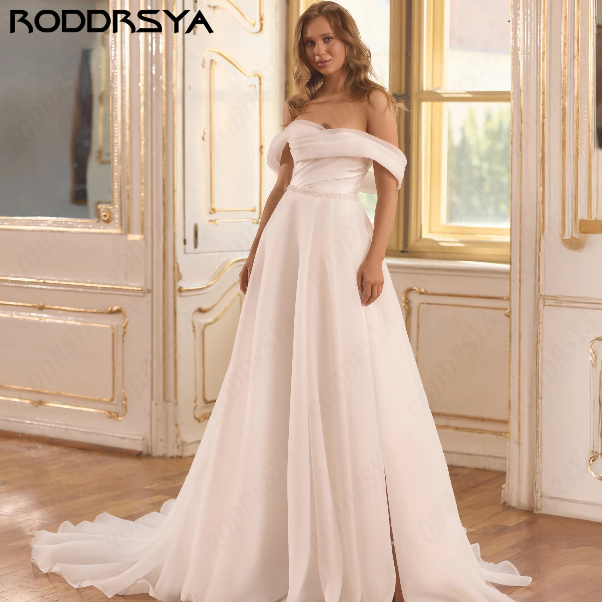 RODDRSYA Customized Organza Sweetheart Wedding Dress Lace Up Back High Split Bridal Gown 2026 Women Church A Line Bride Dress