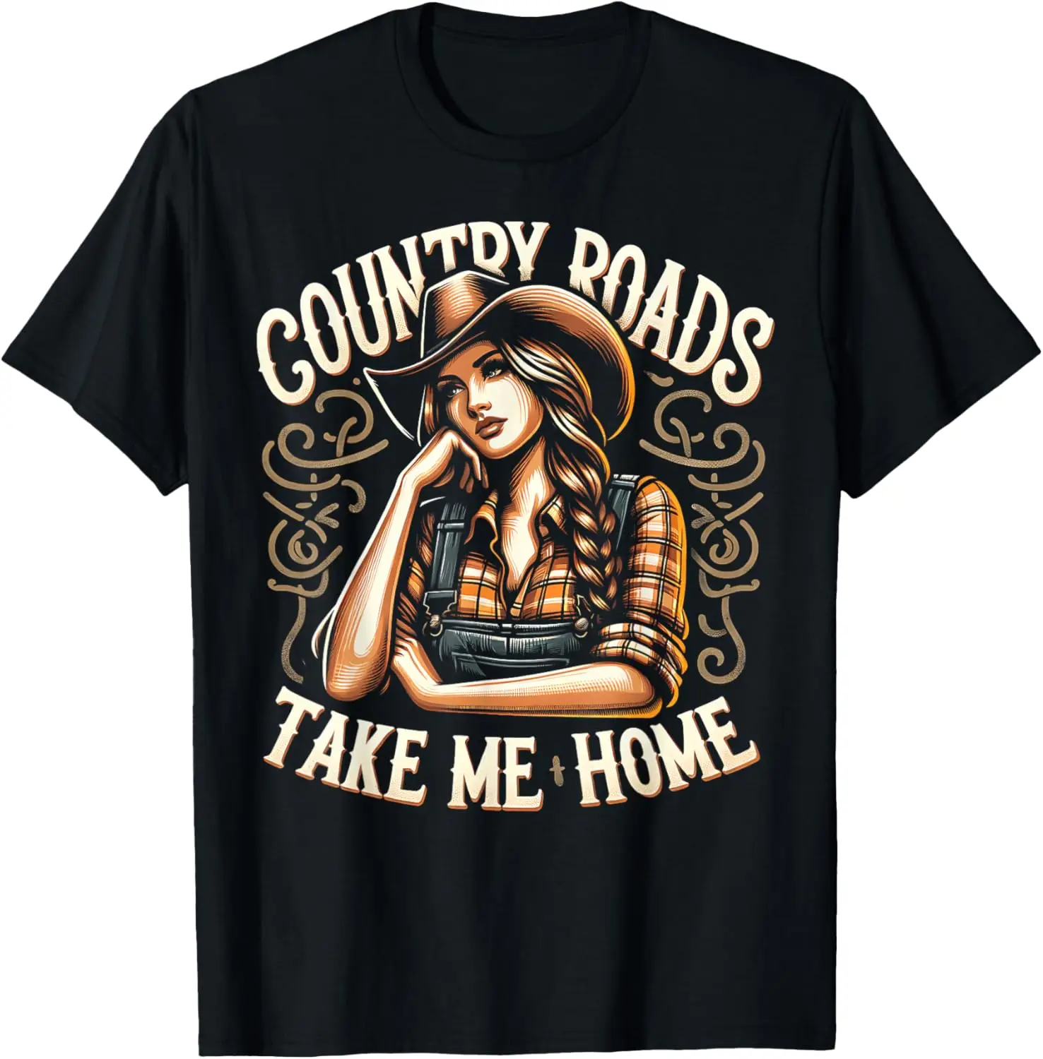 

Футболка с забавными рисунками Country Roads Take Me Home Cowgirl