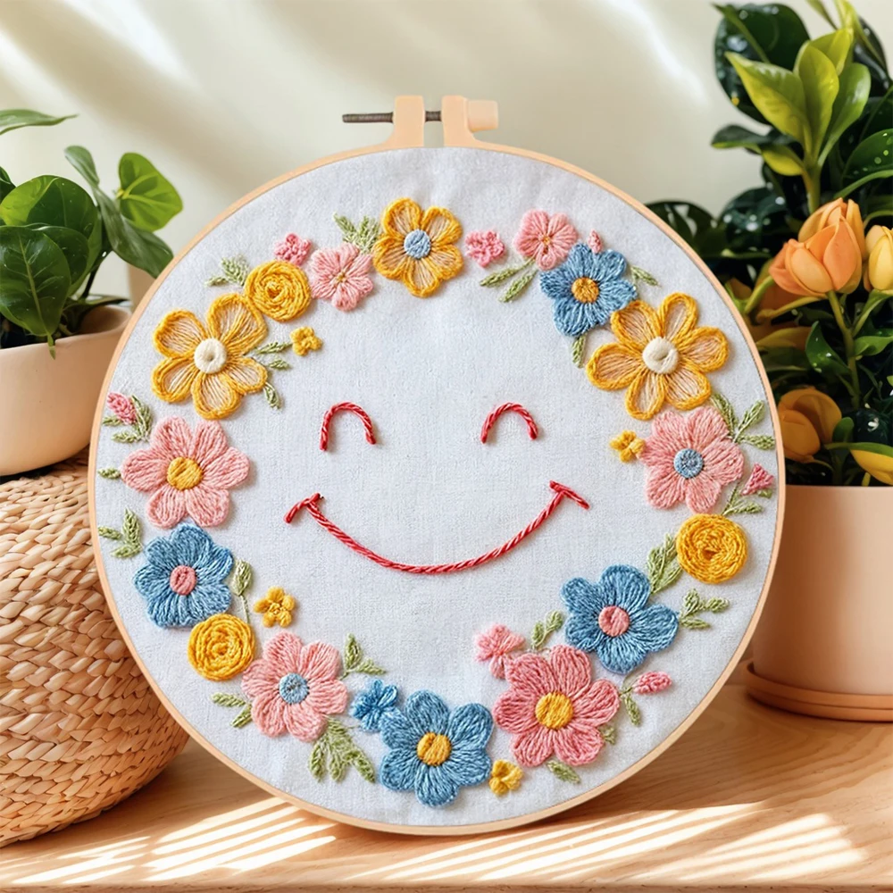 Embroidery Design Patterns Flowers - طقم تطريز إيفرشاين مع إطار، نمط