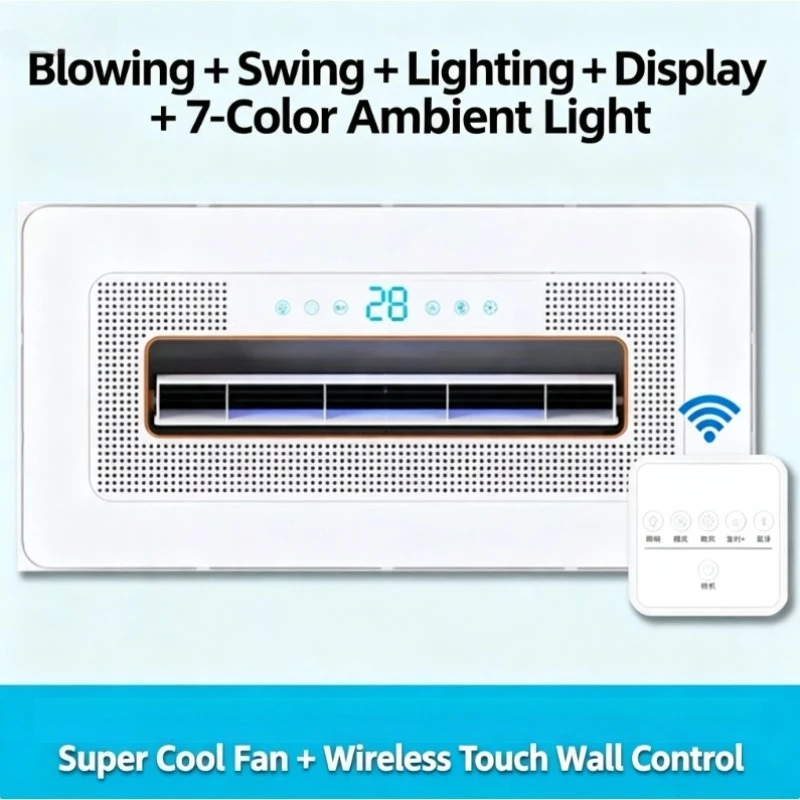 Kitchen Ceiling Fan Light Combo Bladeless Air Cooler Bluetooth Remote Control For Home Household