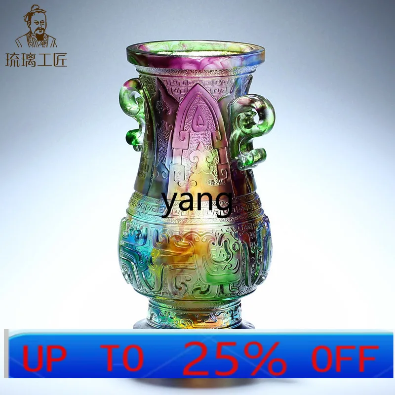 LH  glazed vase ornament glass handicrafts living room flower arrangement light luxury high-end gift
