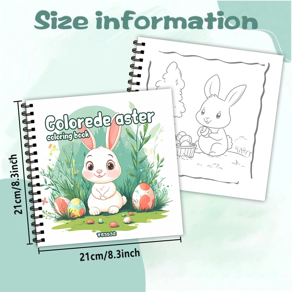 1pc,Bunny Colouring Book - Teen Colouring Book - 30 Sheets, 8.3x 8.3 inches, Adult Stress Relief, Birthday, Easter Holiday Gift