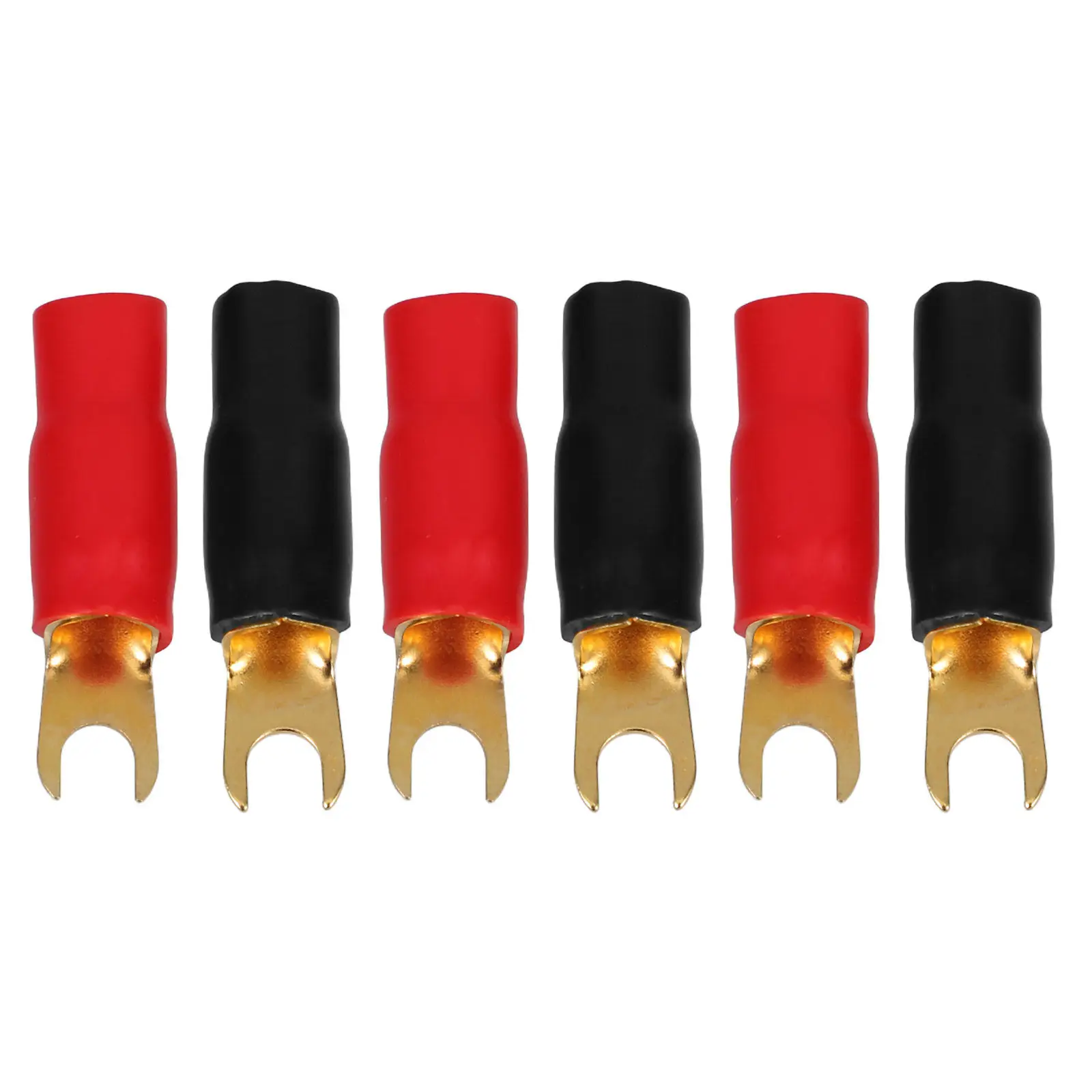 

3Pairs Copper Crimp Terminals Spade Gauge Gold Plated Fork Connectors for Speaker Wire Crimp Connectors