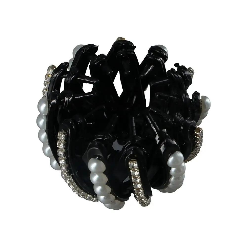 Rhinestone Meatball Head Hair Fixed Headdress Pearl Hair Ring Bird Nest Bun Maker Women Ponytail Buckle Korean Style Hair Claw