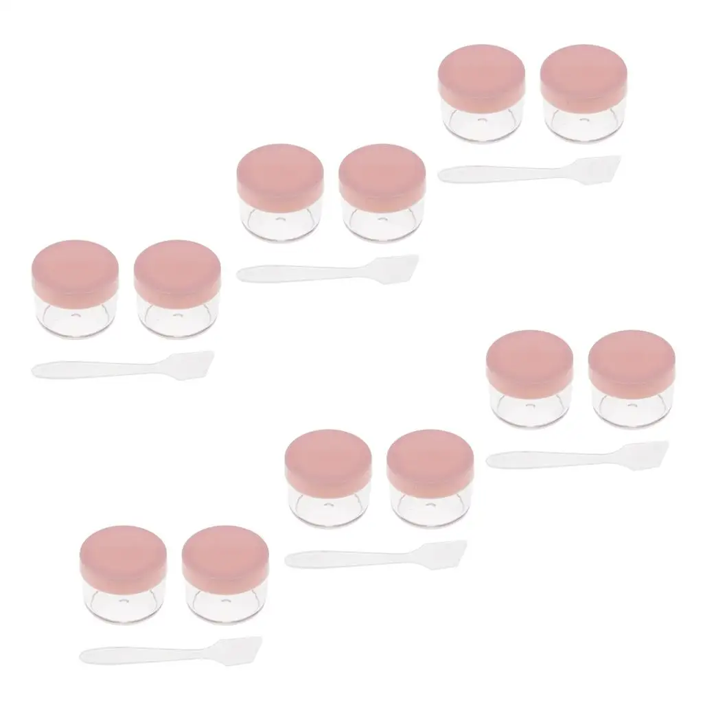 12 Pieces Empty Clear Plastic Sample Containers with Lids 15 Gram Size Cosmetic Pot Jars with 6 Pieces Mini Spatula