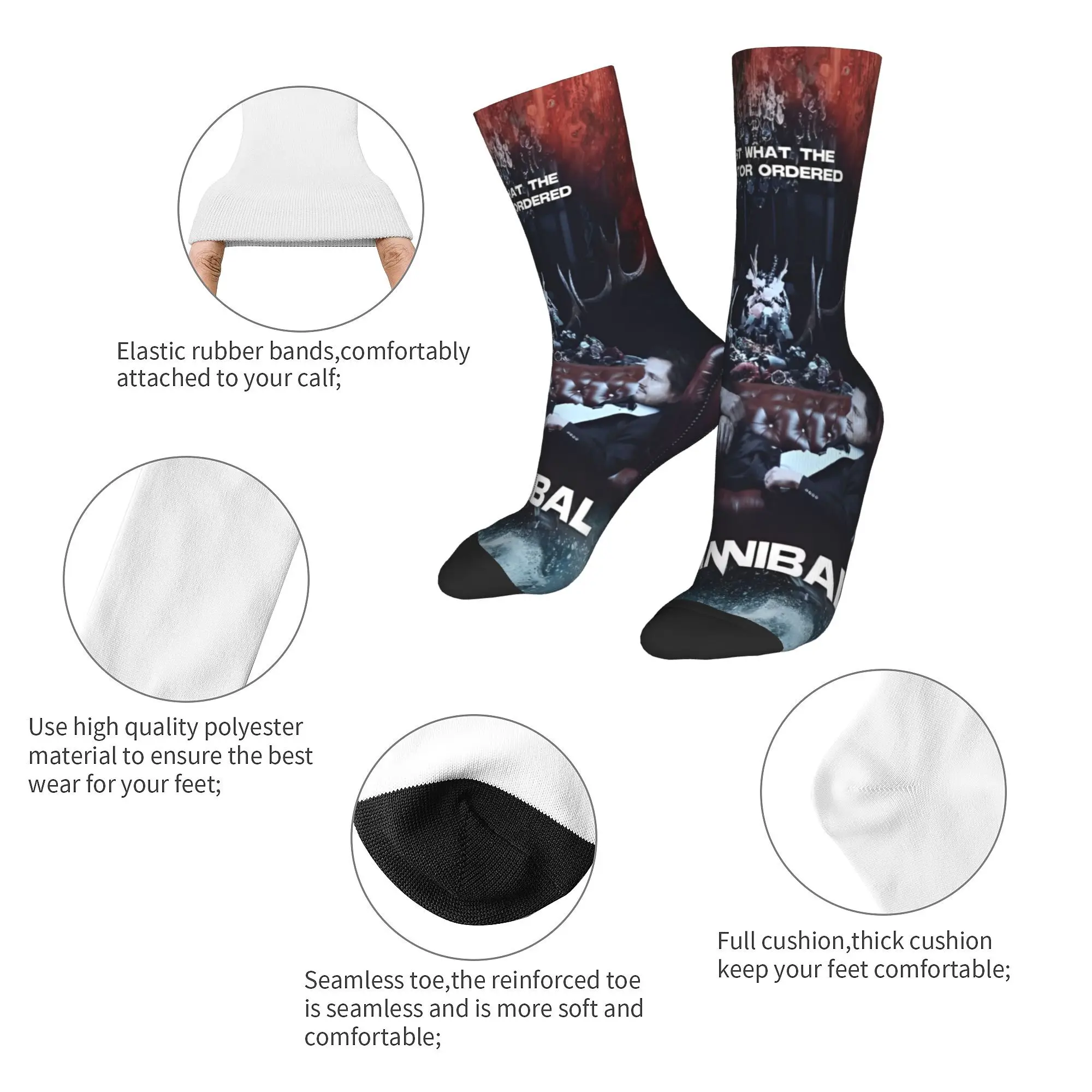 Mads Mikkelsen hannibal horror movie Design Crew Socks Merch for Men Cozy Print Socks