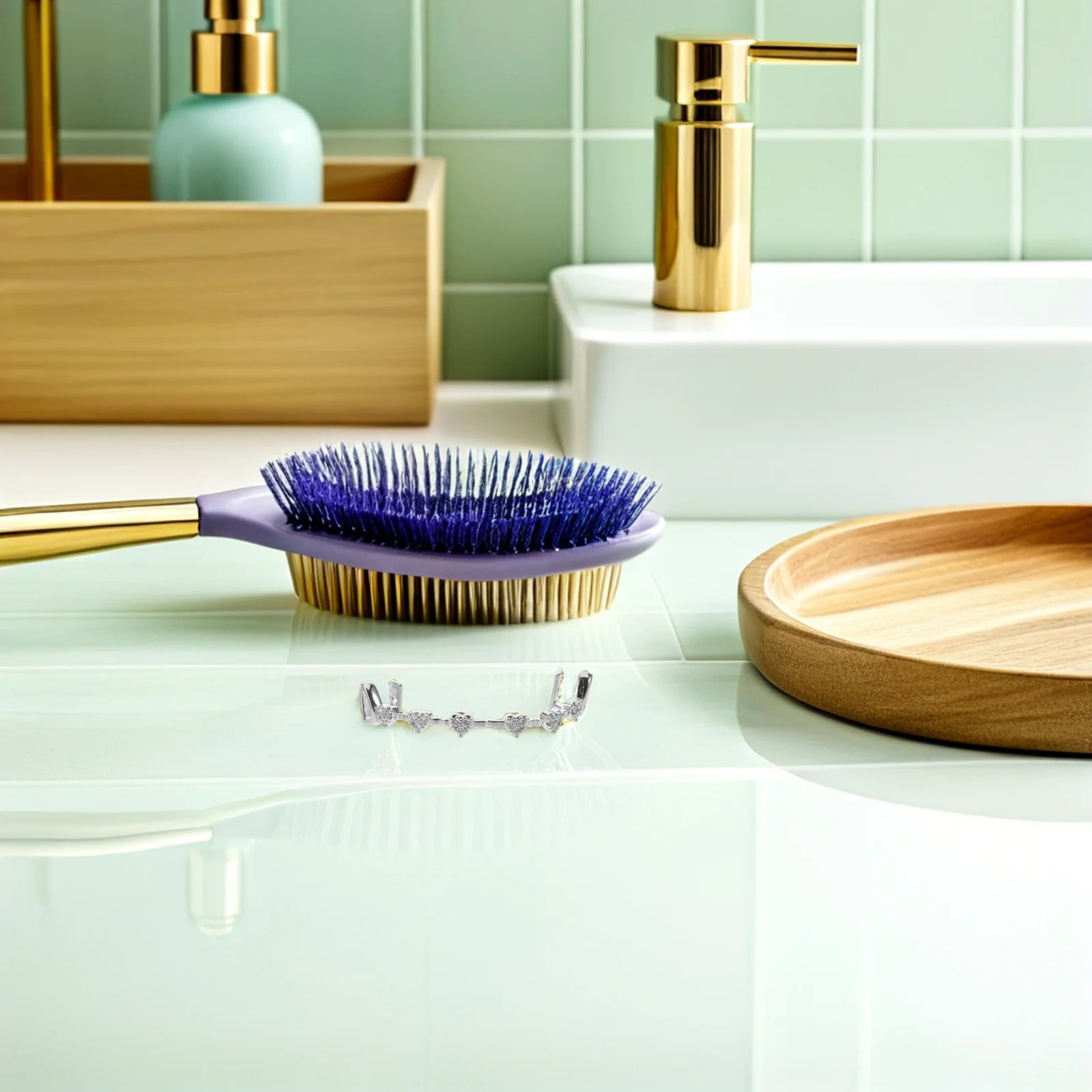 2Pcs Silver Plated Rhinestone Teeth Grill Halloween Party Costume Accessory Bottom Teeth Decorative Bling Dental Grills for Men