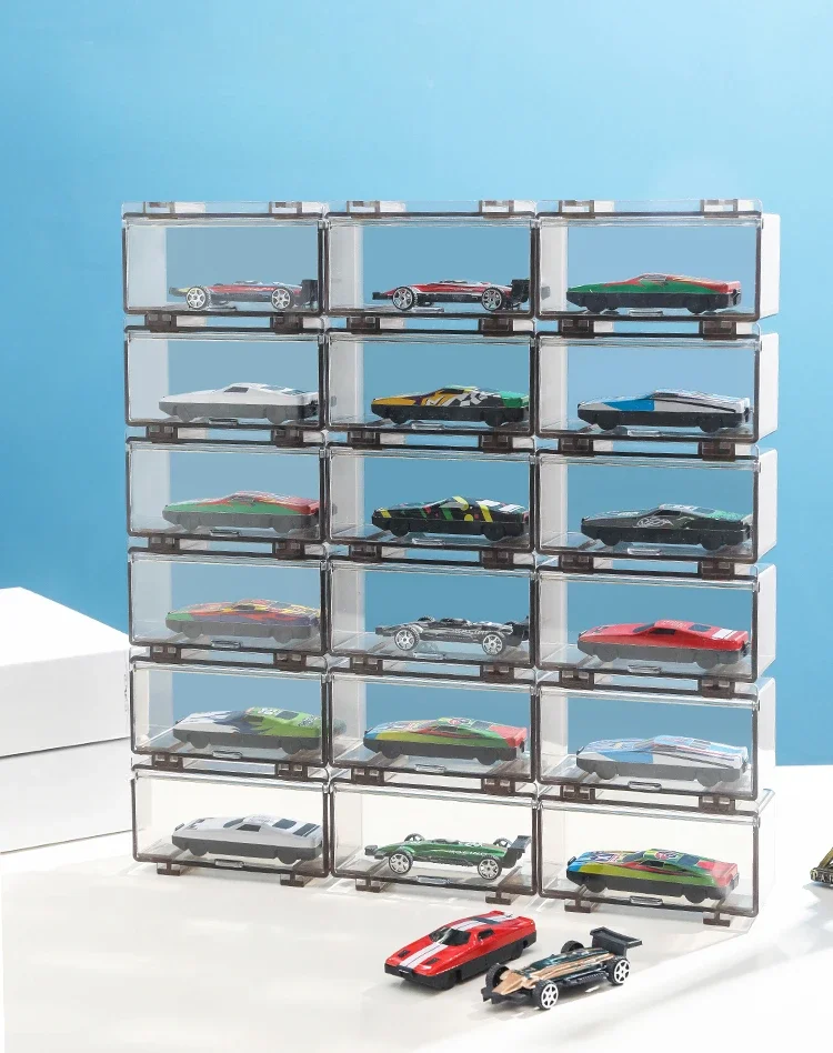 Acrylic Storage Box for Car Toys Hot Wheels Transparent Dustproof 1/64 Carro Model Collection Display Combinable Shell Boys Gift