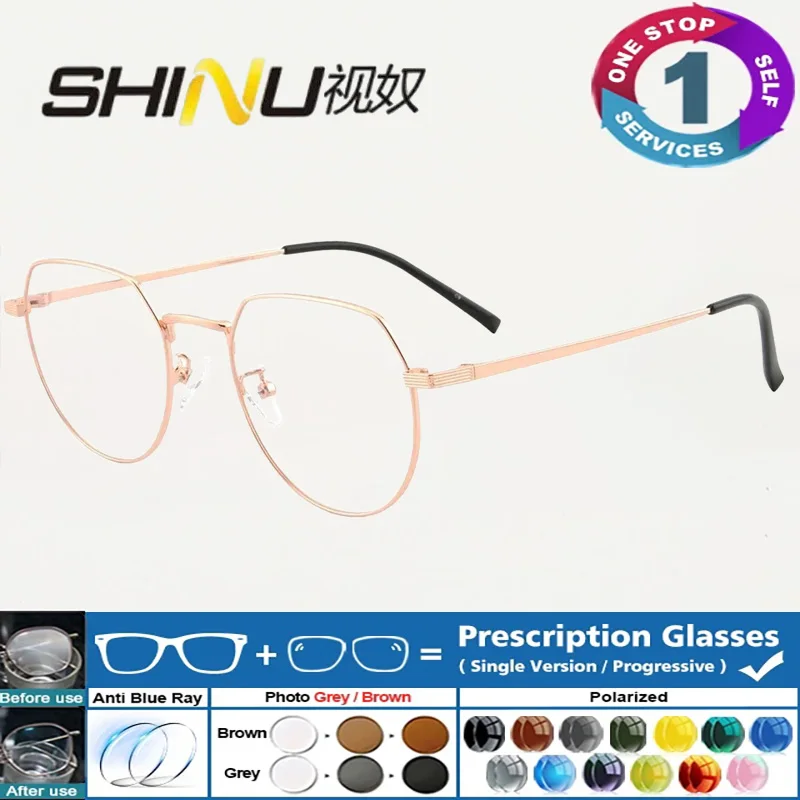 

Progressive Multifocal Presbyopia Glasses Men Metal Frames Photochromic Bike Glasses Multifocal Optical Lenses Anti Blue Light