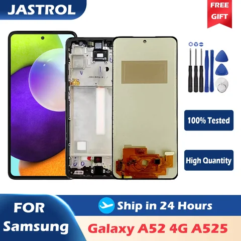 6.5-calowy wyświetlacz AMOLED do Samsung A52 4G, ekran dotykowy LCD z digitizerem, moduł do SAMSUNG A525F A525F/DS A525M A525M/DS