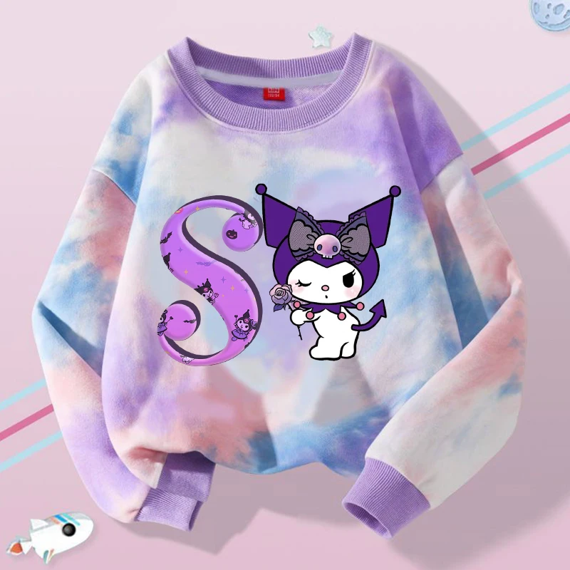 Nette Kuromi Mädchen Sweatshirts Kawaii Cartoon Brief A-Z Gedruckt Tops Kinder Winter Casual Sweatshirt Herbst Kinder Kleidung