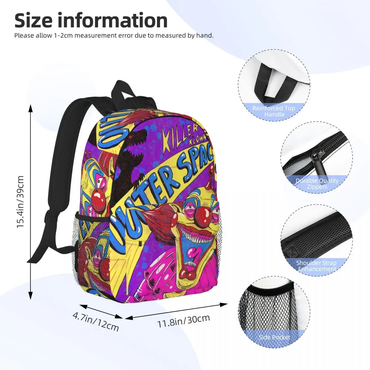 Killer Klowns From Outer Space Backpack Student BookBag Children School Bag Laptop Shoulder Bags for Boys Girls
