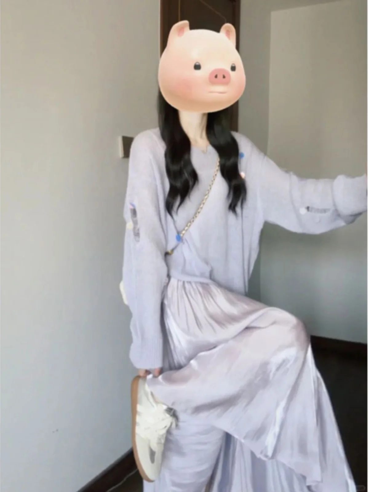 

Весенний модный комплект в корейском стиле: свитер и юбка, удобный хлопковый костюм свободного кроя с круглым вырезом, осенняя одежда.