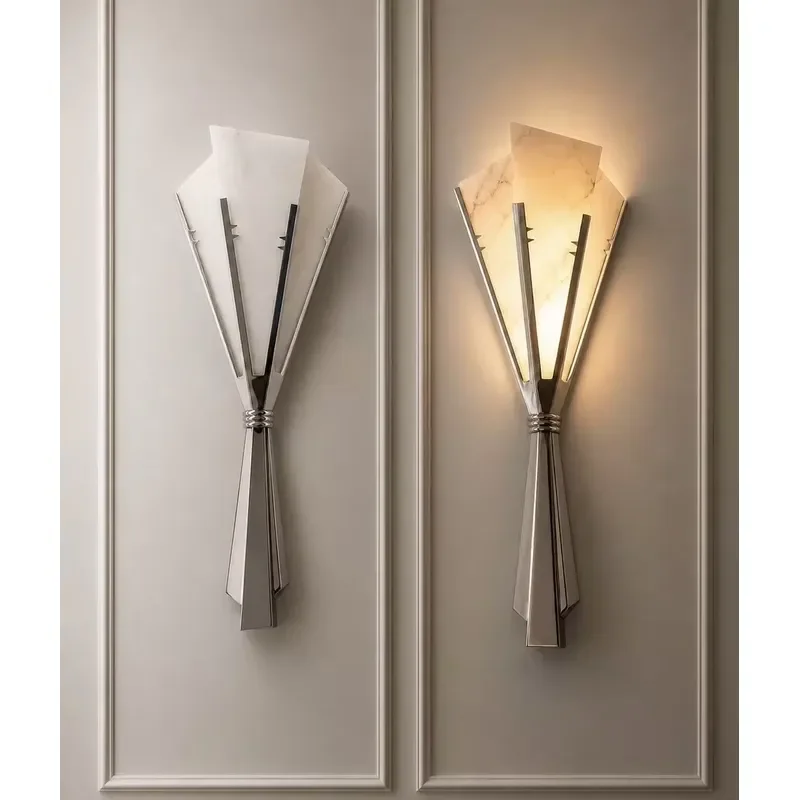 French Vintage Marble Wall Lamp Bouquet Shape Lighting Fixture for Living Room Bedroom Hotel Aisle Decor Elegant Interior