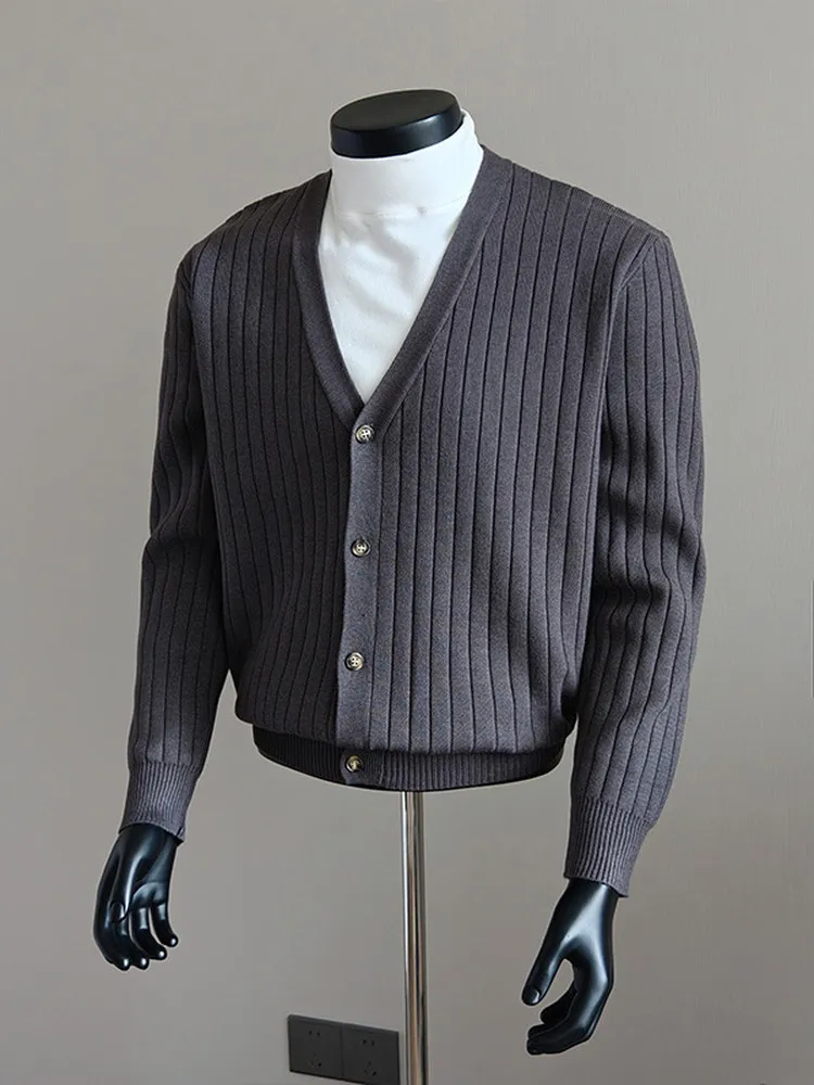 

Мужской вязаный кардиган с V-образным вырезом, в полоску, повседневный, из полиэфирного волокна, с длинными рукавами, на пуговицах, верхняя одежда для осени...