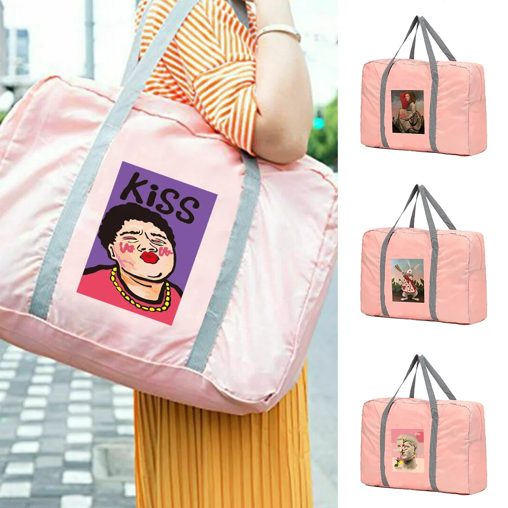 

Foldable Zipper Travel Bag Nylon Unisex Large Capacity Holiday Bag Luggage Women WaterProof Weekend Handbags Men Travel Bags