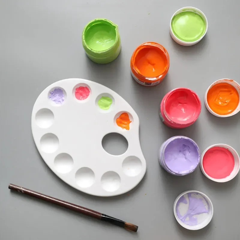

10 Grid White Plastic Palette Fish-shaped Creative Art Board Gouache Watercolor Acrylic Painting School Supplies Stationery