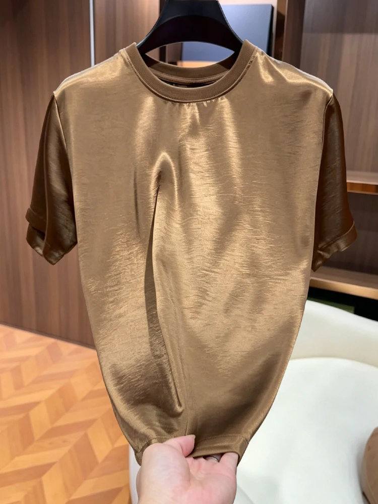 

Men's Summer Lightweight T-Shirt 2026 New Fashion Lightweight Draping Smooth Cool Breathable Half Sleeve Color T-Shirt