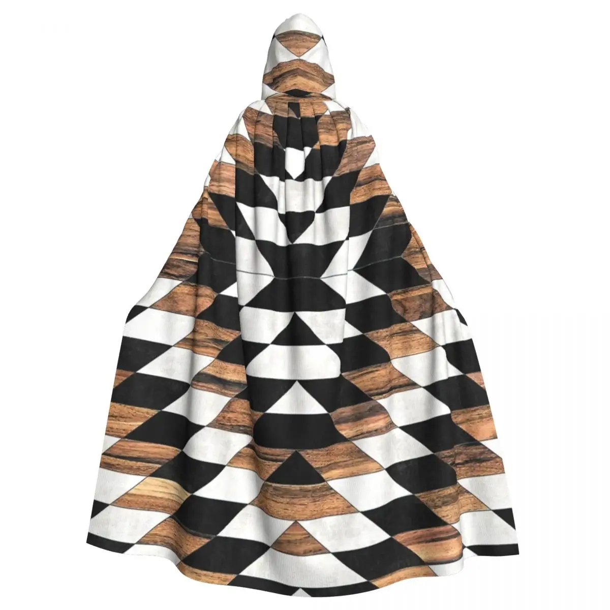 Urban Tribal Pattern - Aztec - Concrete And Wood Hooded Cloak Halloween Party Cosplay Woman Men Adult Long Witchcraft Robe Hood