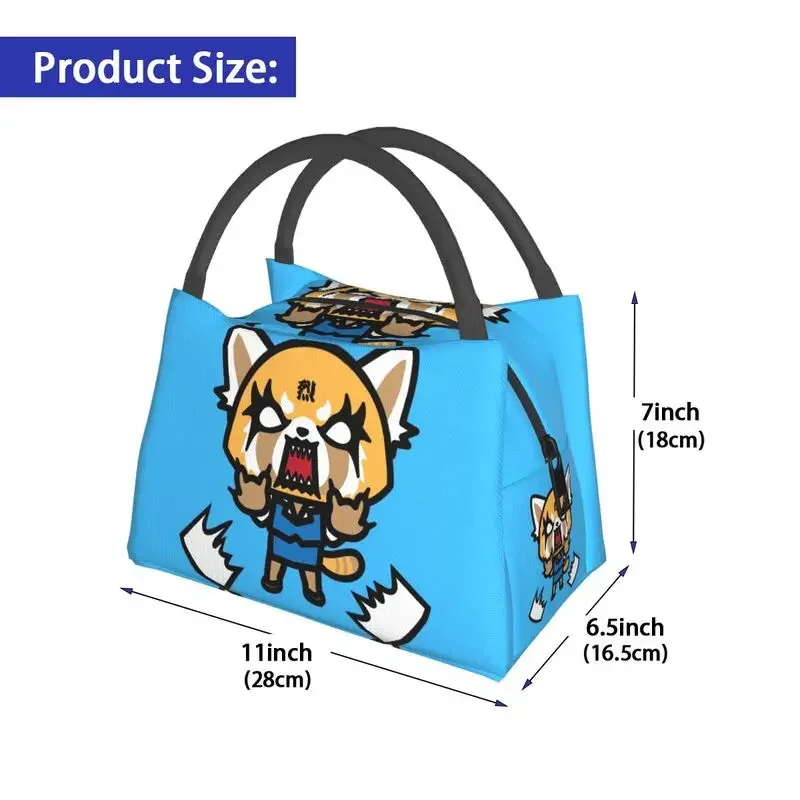 Aggretsuko Aggressive Retsuko izolowane torby na Lunch dla kobiet przenośna japonia Anime Cooler termiczna torba na lunch plaża Camping podróże