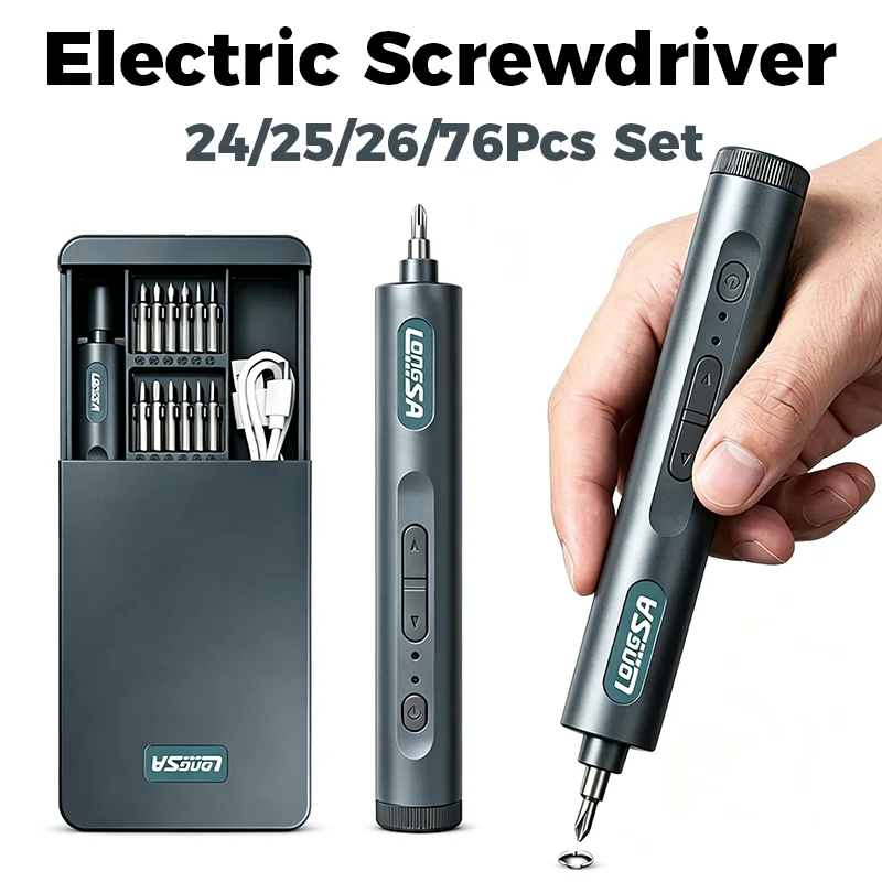 Mini Cordless Electric Screwdriver Precision Screwdriver Magnetic Kit with 24/25/26/72 PCS Screw Heads Repair Tool for Phones PC