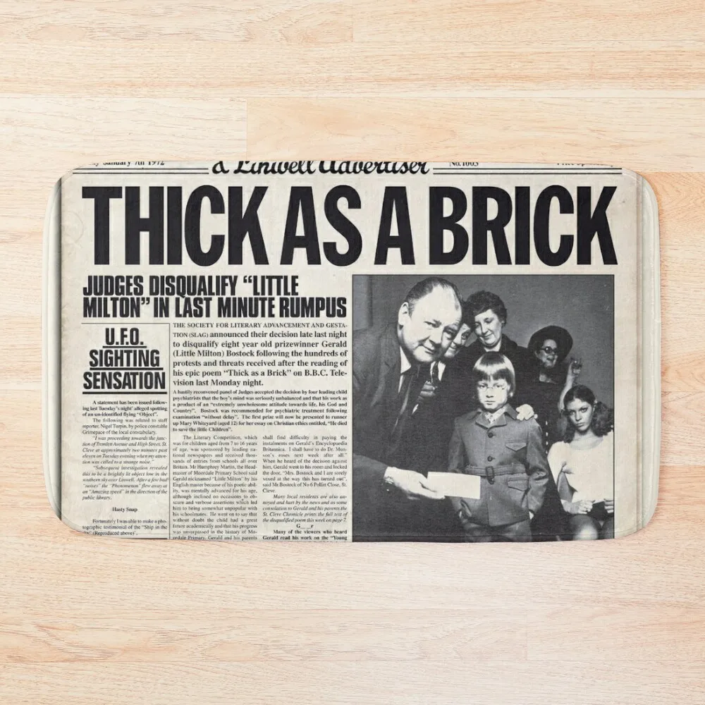 Jethro Tull - Thick as a Brick Newspaper Bath Mat Absorbent Rug Non-Slip Pad Mat