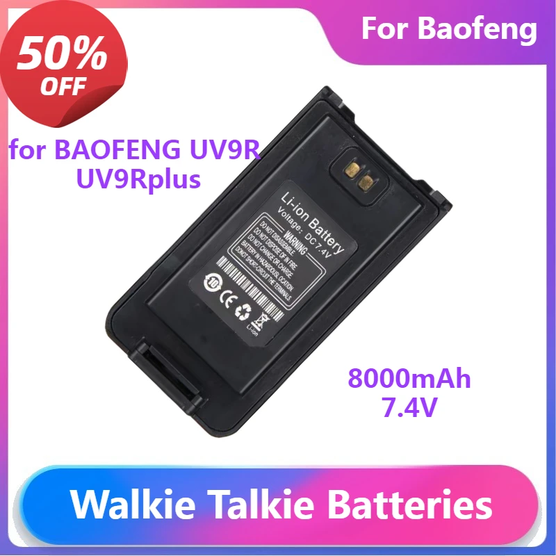 

Walkie Talkie for BAOFENG UV9R UV9Rplus Battery 8000mAh DC7.4V Li-ion Battery