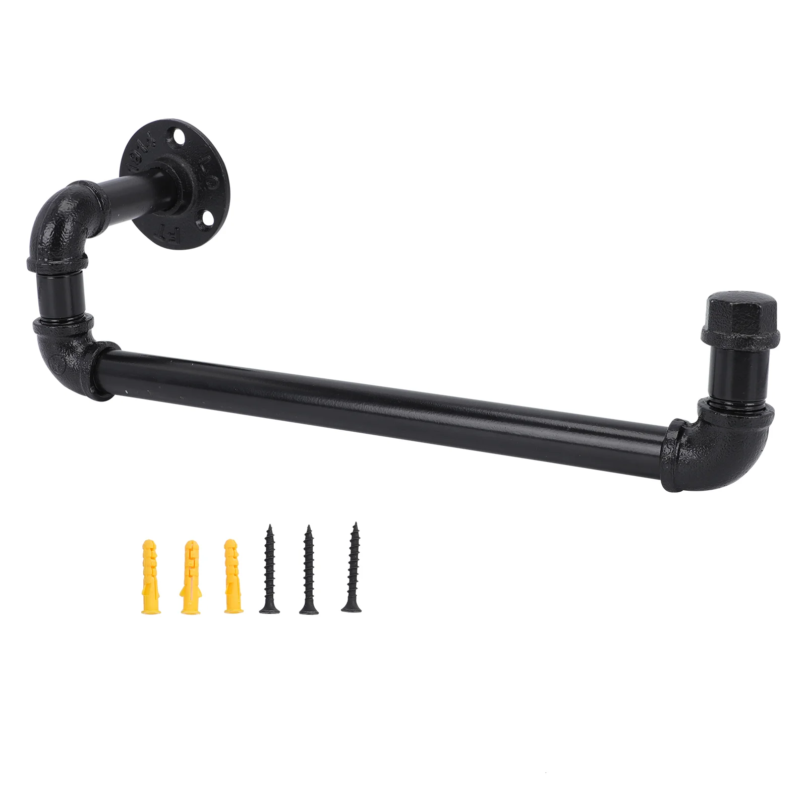 Storage Wrought Iron Towel Rack Bar Heavy Duty Clothes Hooks Black Pipe Shelf Brackets Holder Industrial