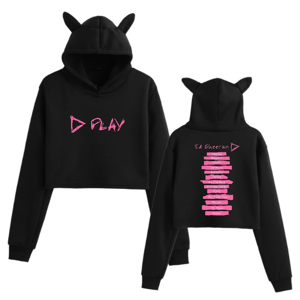 เสื้อฮู้ดดี้ Ed Sheeran อัลบั้ม 2025 ลาย Play Cat Ears แบบสองด้าน แขนยาว ทรงครอป แฟชั่นสำหรับสาวๆ