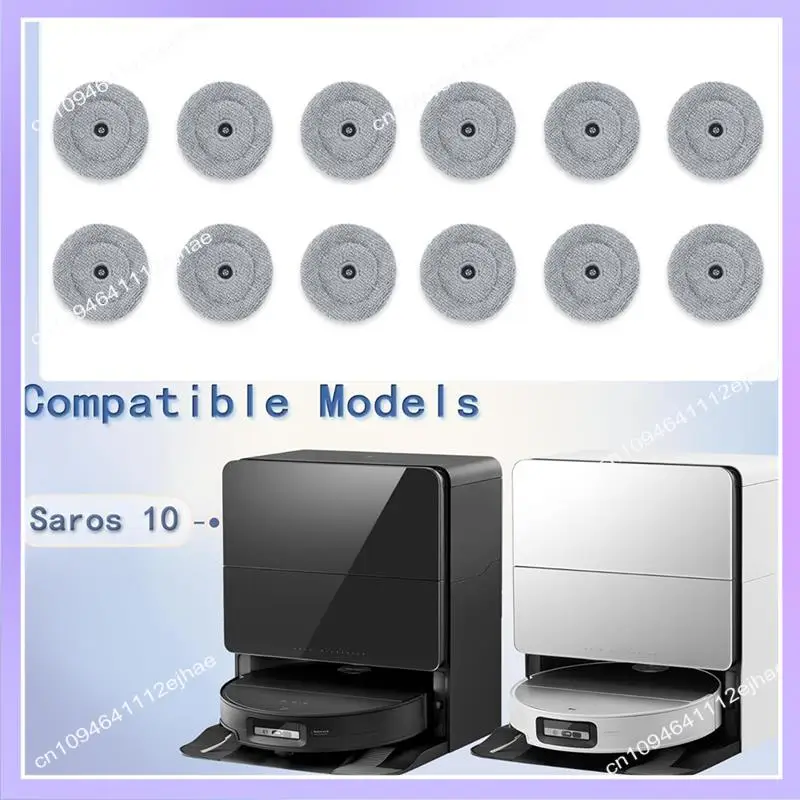 N83R Mop Cloth Pads Replacement Forroborock Saros 10 / G30 Vacuum Cleaner Parts Reusable Washable Mop Pad 12PCS