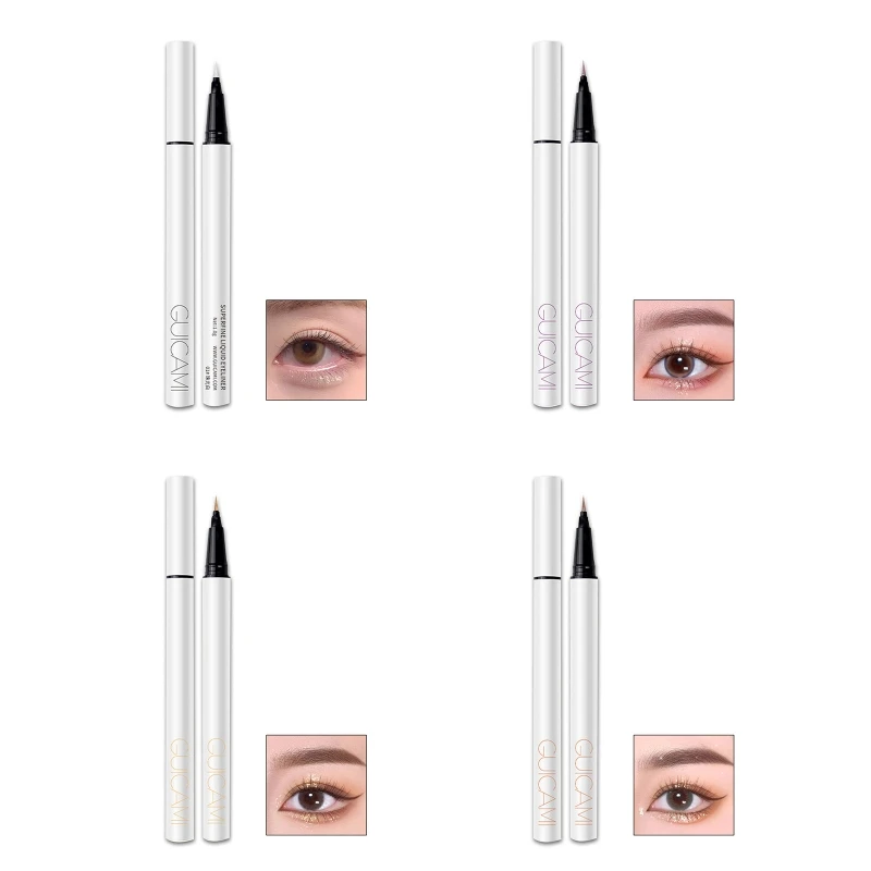 2 in 1 อายแชโดว์ Highlighter Liquid Eyeliner ปากกากันน้ำ Long-wear Ultra-fine Dropship