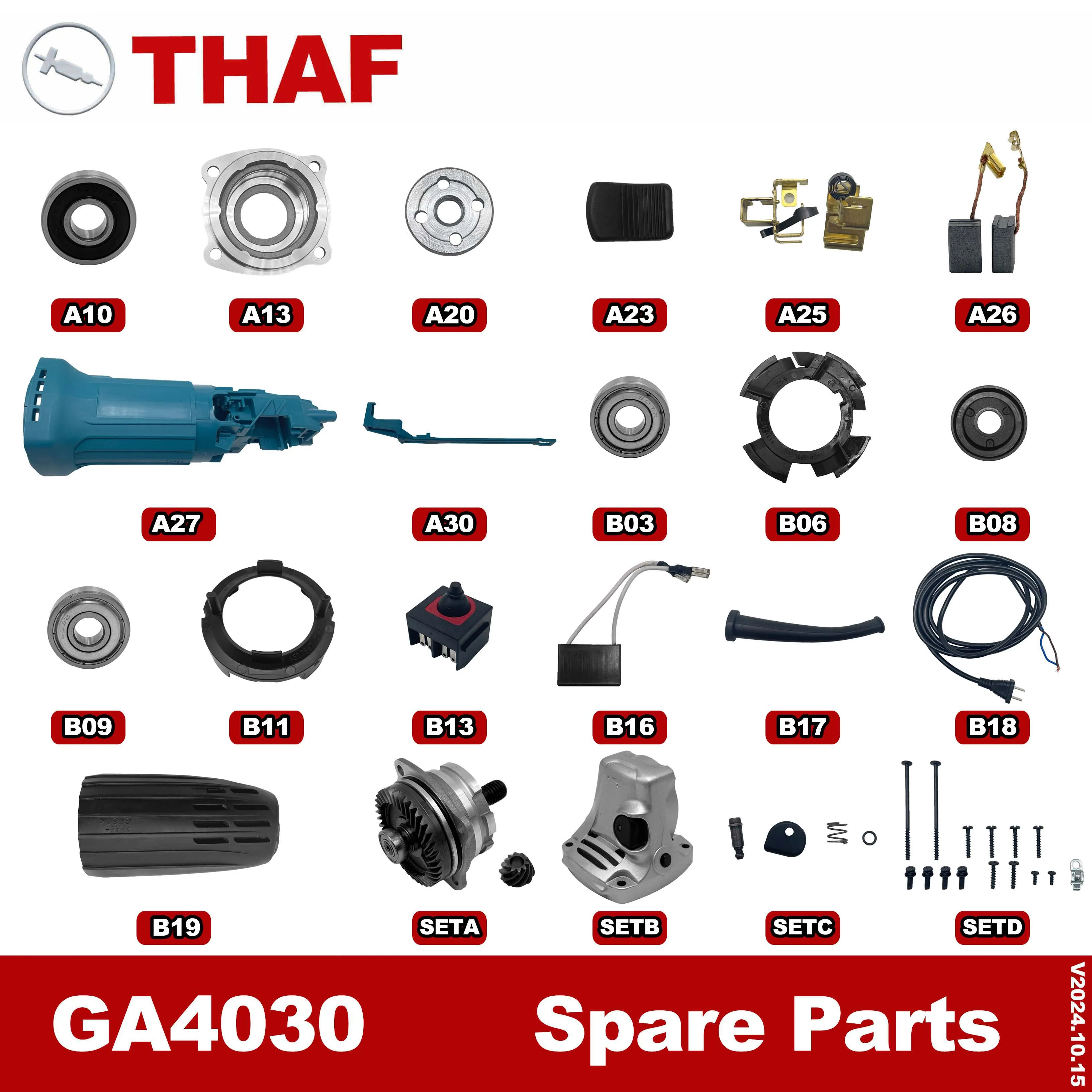 อุปกรณ์เสริมอะไหล่ทดแทนสําหรับเครื่องบดมุม Makita GA4030