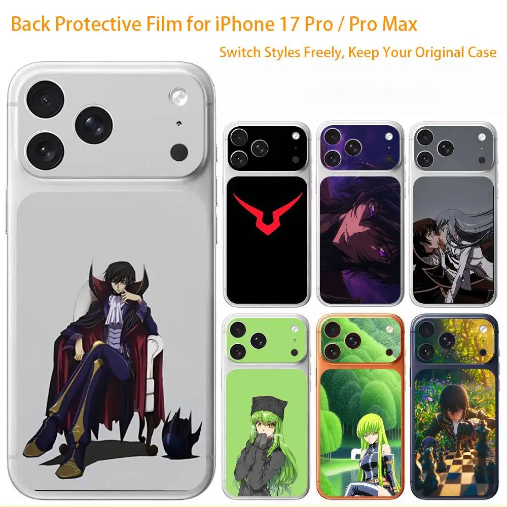 

Anime Comic C-Code Geass Premium Skin Wrap for iPhone 17 Pro/Max, Back Frame Camera Protective Decal (Not Case)