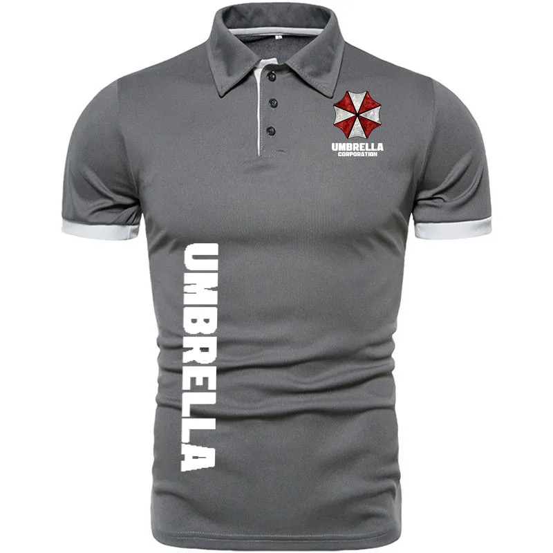 Men\'s Polo Shirt Summer Umbrella Corporation lapel T-shirt Breathable button up Shirts Tees Tops Cotton street men\'s golf shirt