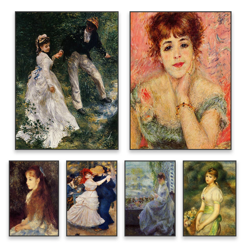 Vintage Pierre-Auguste Renoir Art Oil Painting Canvas Prints Retro The Promenade Poster Reading Room Canvas Painting Home Decor