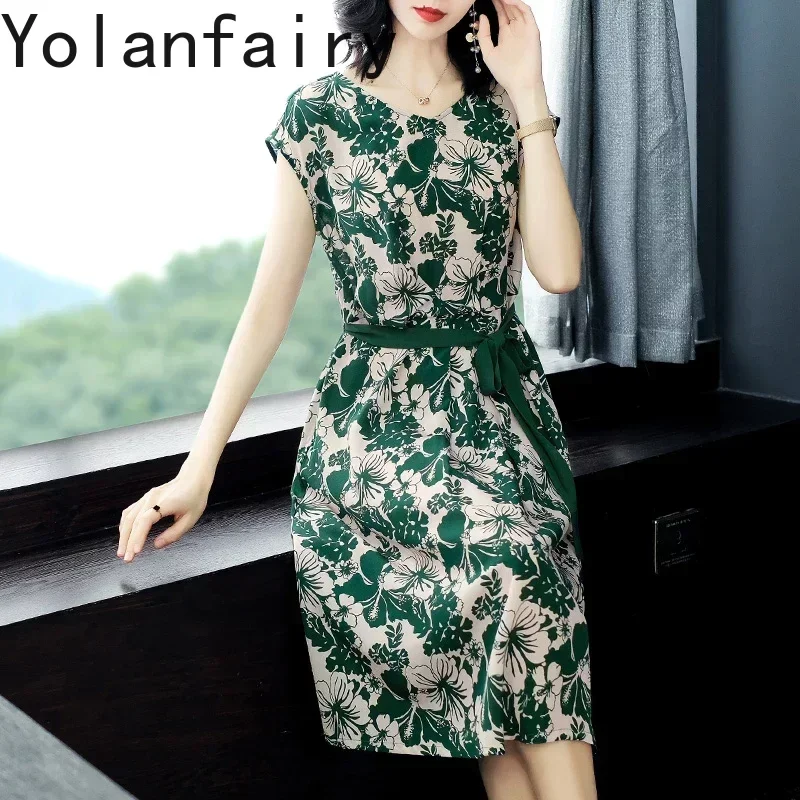 

100% Genuine Silk Dresses for Women 2024 Women's Summer Dress Female Slim Midi Dress Boho Dress Vestidos De Mujer Zjt2249