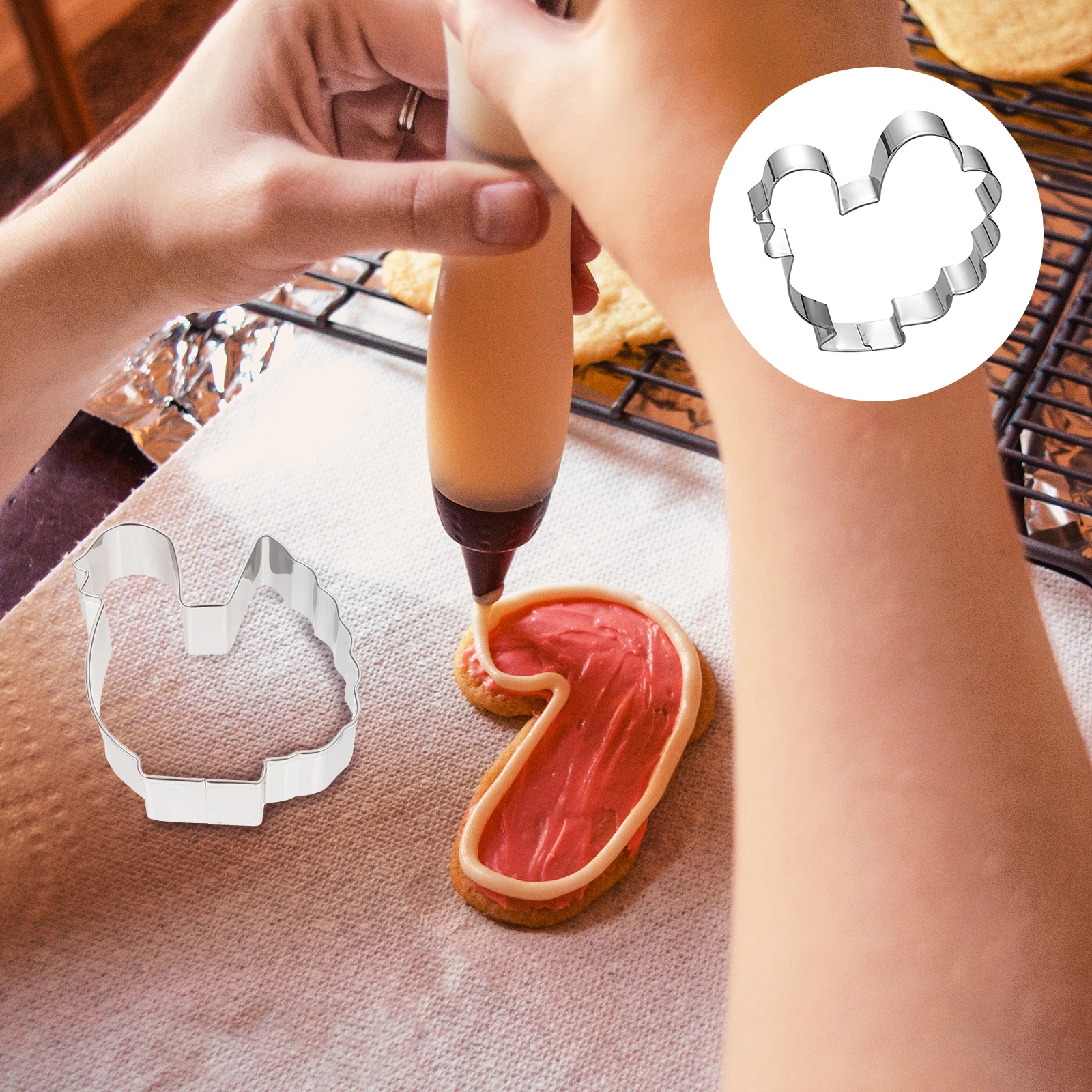 

6pcs Cookie Mold Stainless Steel Biscuits Mould Metal Baking Tools Silver Kids Animal Shape Chocolate Cake