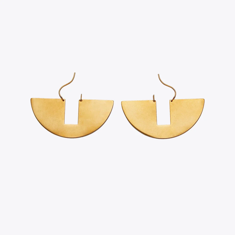 Enfashion Vintage Big Circle Dangle Earrings Matte Gold color Fan Earings Drop Earrings For Women Long Earring Jewelry brinco