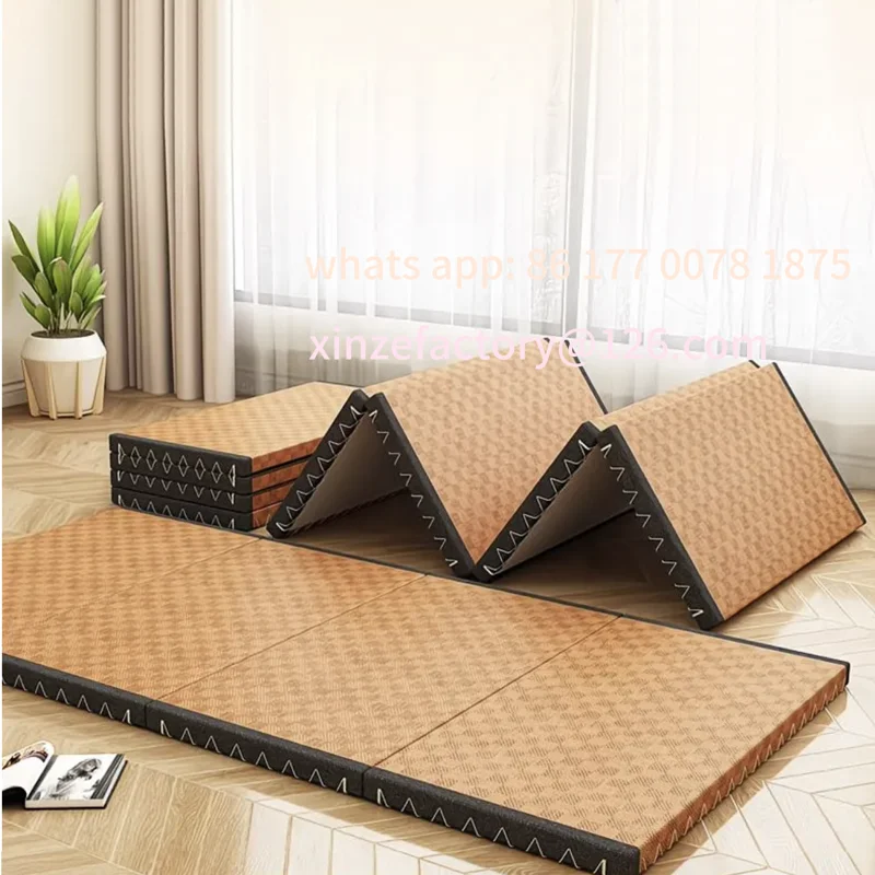 

Customizable 5cm Thick Japanese Style Folding Tatami Mattress with Artificial Rattan Surface Coir Core for Yoga Meditation