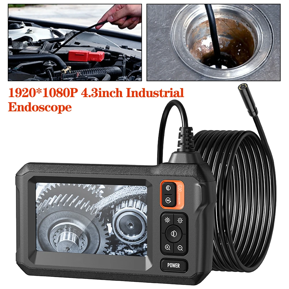 IP67 Waterproof Car Diagnostic Tools 4.3inch IPS Screen C30 Industrial Endoscope 1m/5m Cable 20000mAh 1920*1080P HD 8mm Camera